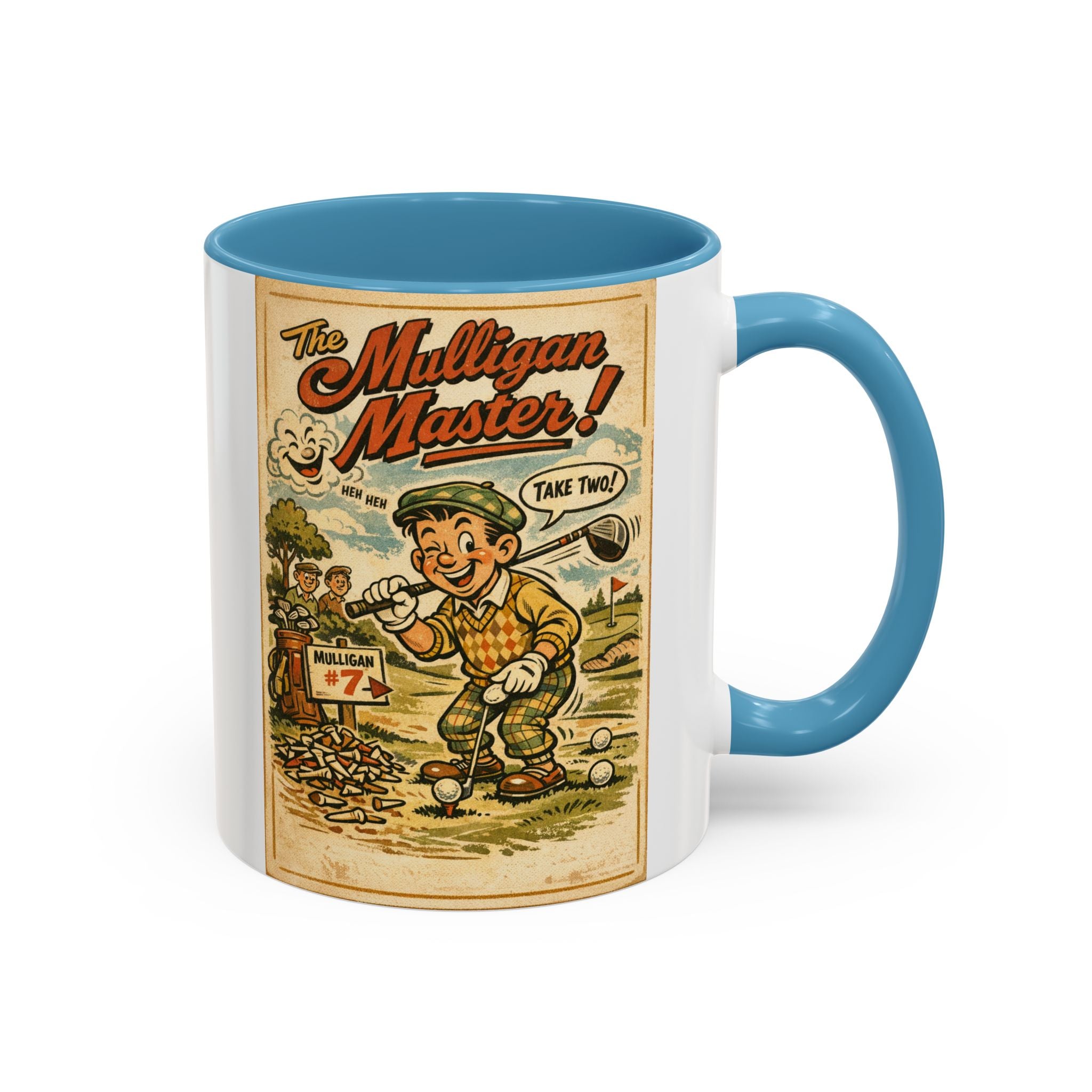 Vintage Golf Mug — “The Mulligan Master” Accent Coffee Cup (11/15 oz)