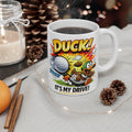 Golf Comic Mug — “Duck, It's My Drive” Funny Golf Coffee Cup