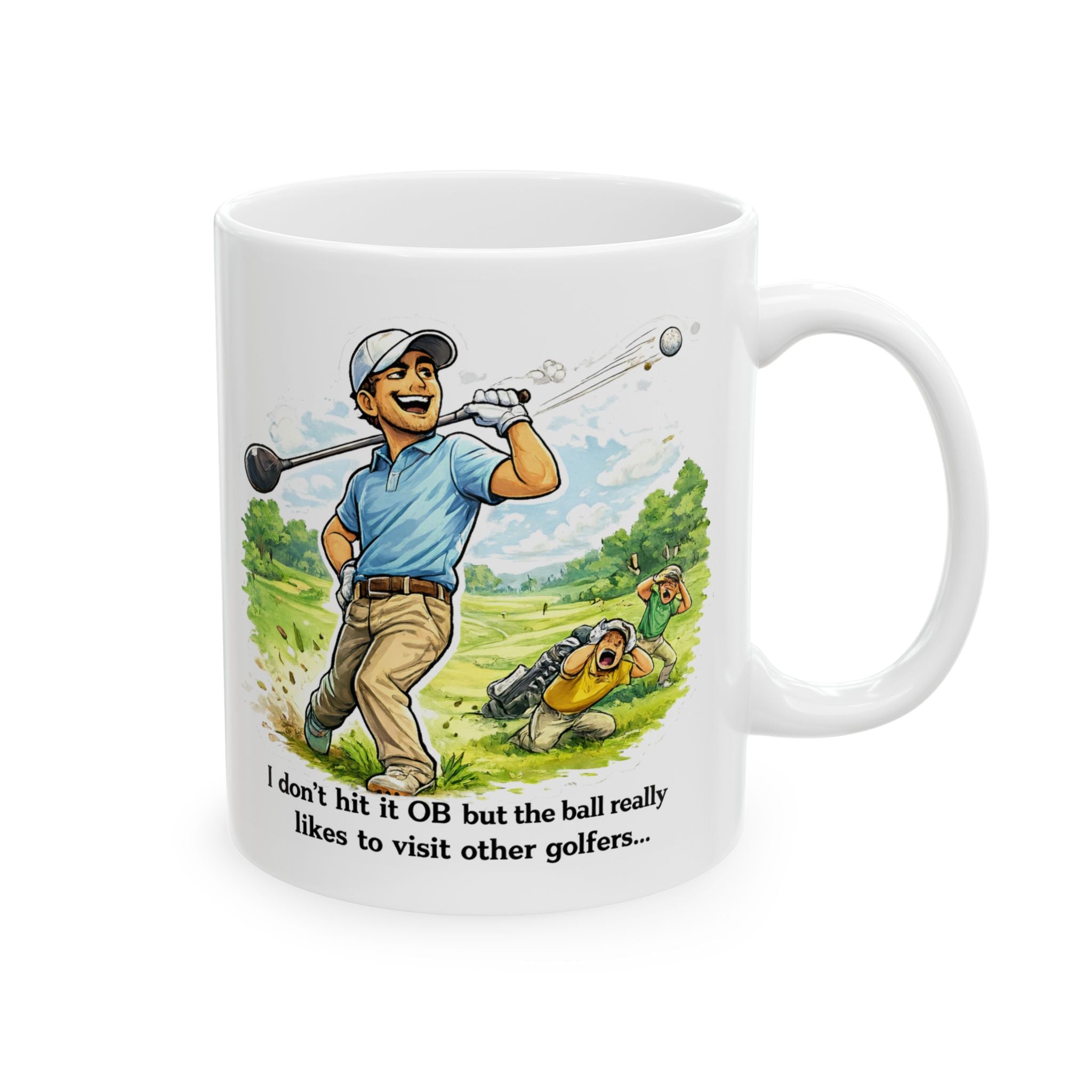 Golfing Dad Ceramic Mug — "I Don't Hit Balls, I Find Them" Funny Golf Coffee Cup (11oz, 15oz)