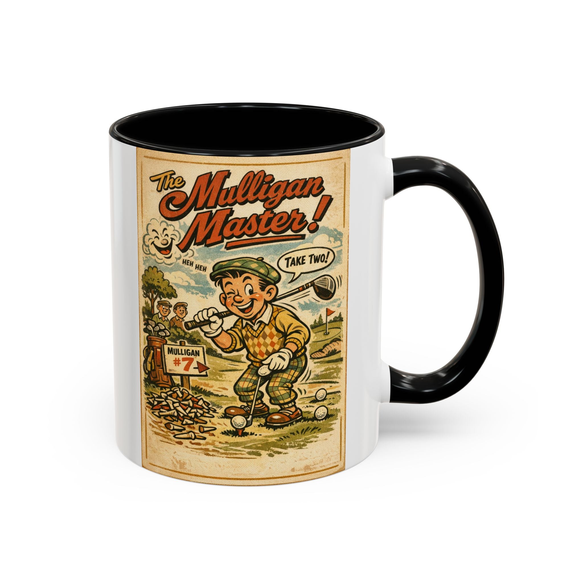 Vintage Golf Mug — “The Mulligan Master” Accent Coffee Cup (11/15 oz)