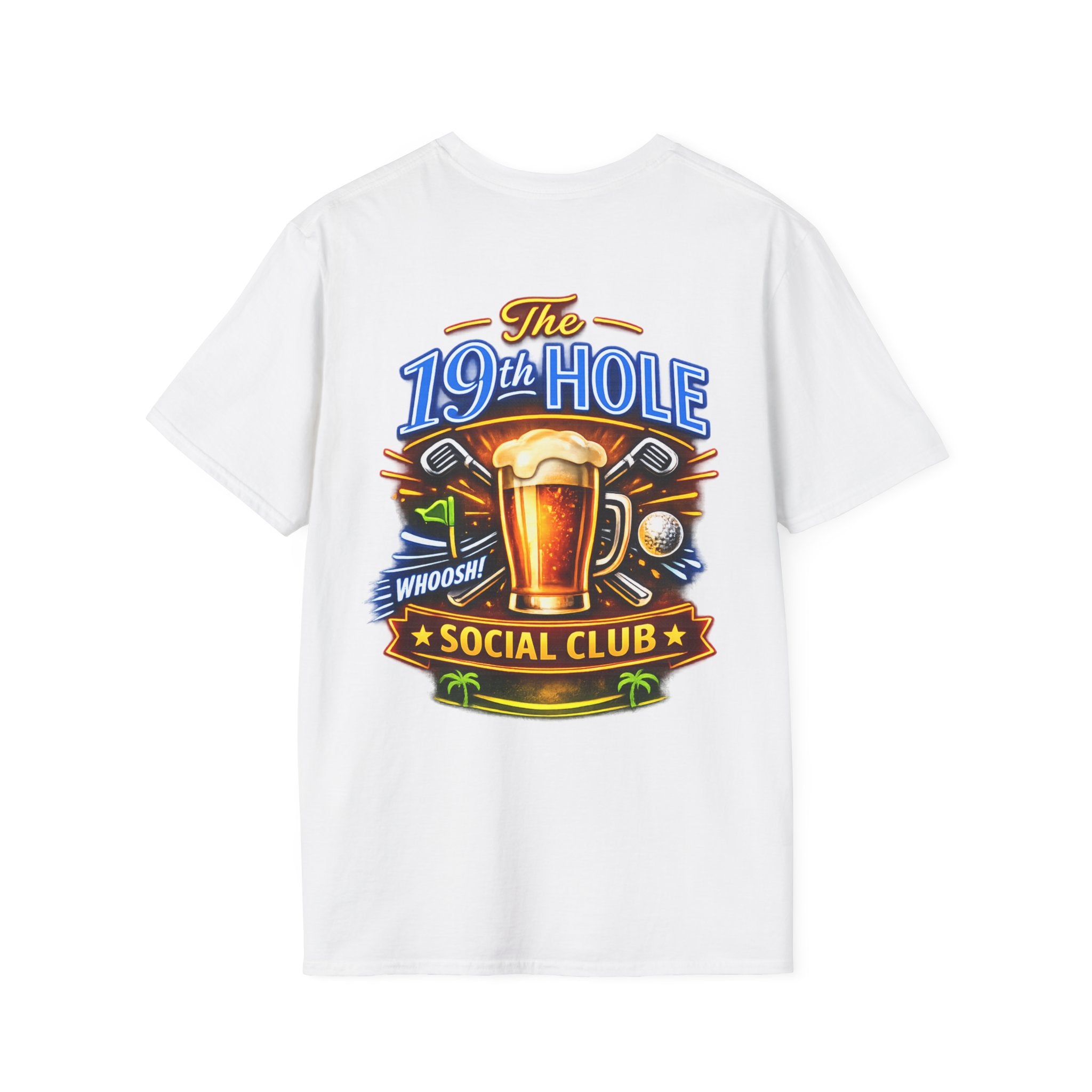 Unisex "The 19th Hole Social Club" T-Shirt — Golf Beer Retro Pocket Back Graphic Tee