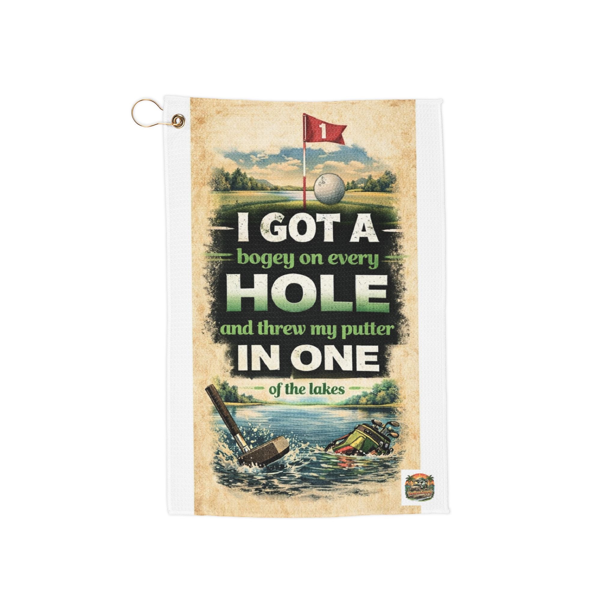 Golf Towel — Funny 'I Got a Bogey on Every Hole...' Putter-in-One Golfing Towel