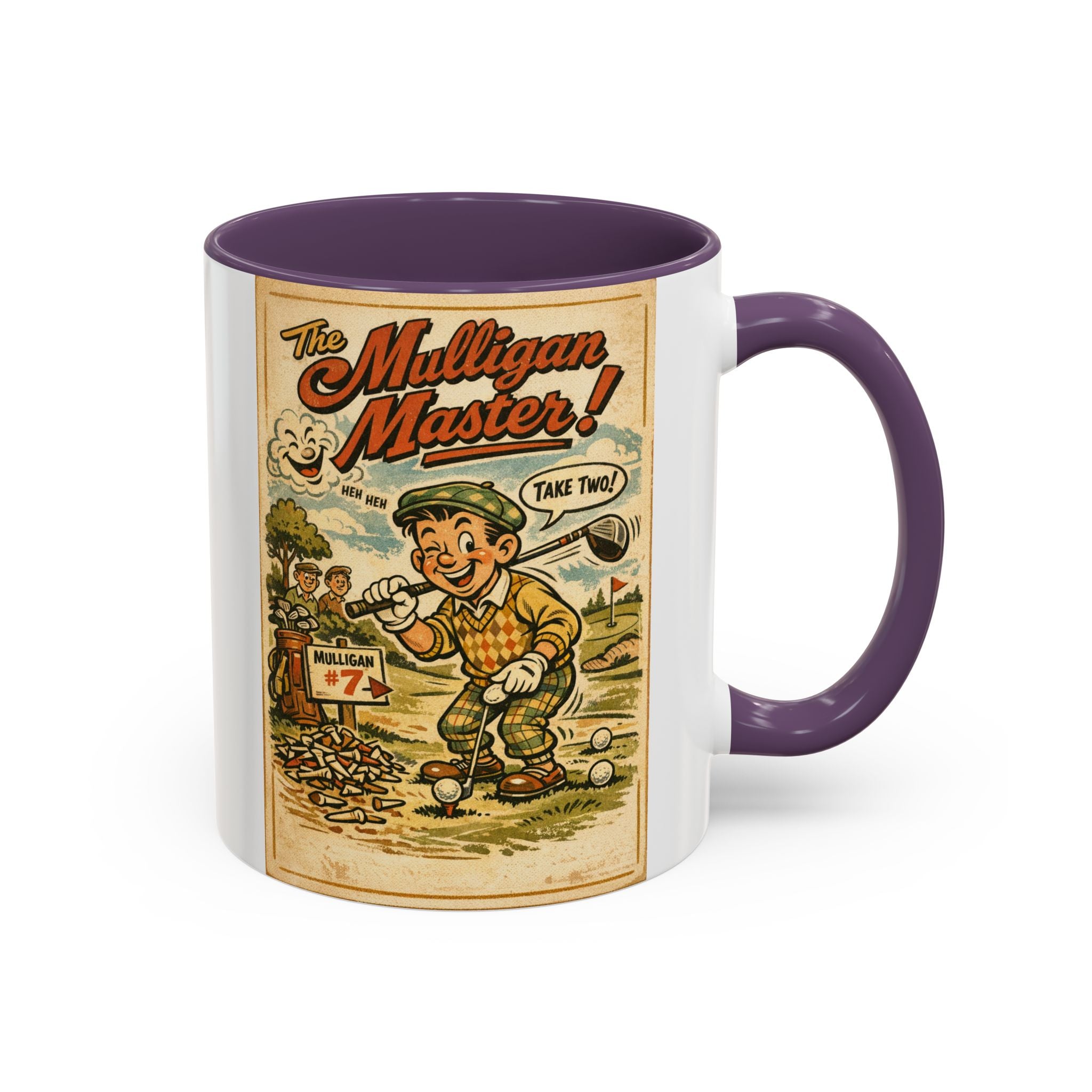 Vintage Golf Mug — “The Mulligan Master” Accent Coffee Cup (11/15 oz)