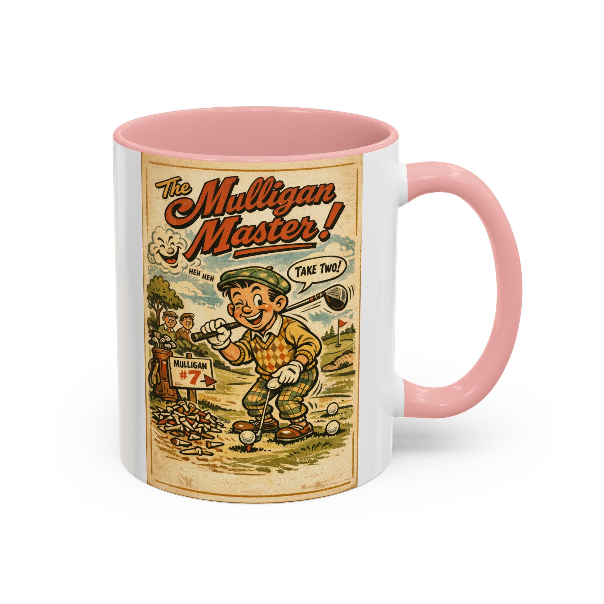 Vintage Golf Mug — “The Mulligan Master” Accent Coffee Cup (11/15 oz)